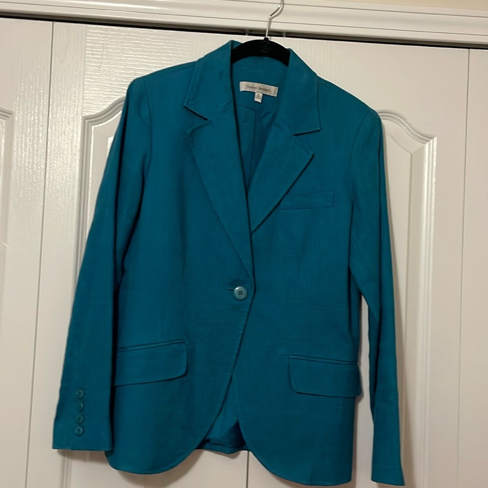 Harve’ Benard Teal Linen Fully-Lined Jacket, Size 10